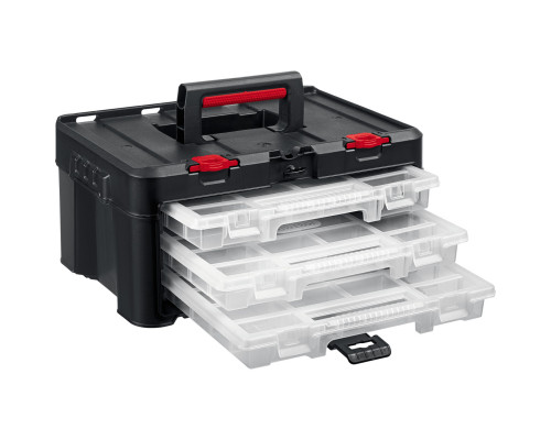 KETER STACKNROLL, 481 х 332 х 233 мм, (19″), пластиковый ящик с 3 органайзерами и 18 ячейками (38406)