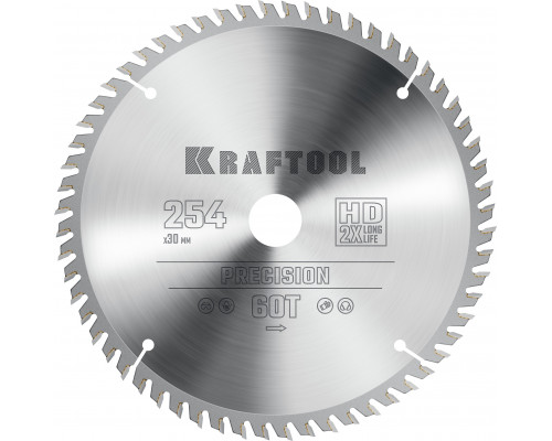 KRAFTOOL Precision, 254 х 30 мм, 60Т, пильный диск по дереву (36952-254-30)