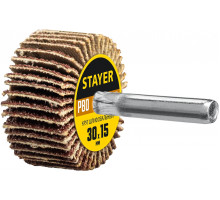 Круг шлифовальный STAYER лепестковый, на шпильке, P80, 30х15 мм