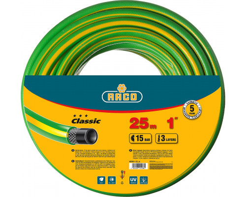 Поливочный шланг RACO CLASSIC 1″ 25 м 15 атм трёхслойный армированный