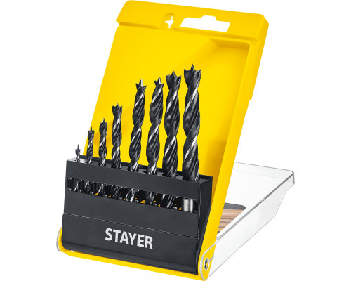 STAYER ″M-type″ 8 шт., 3-4-5-6-7-8-9-10, набор спиральных сверл по дереву