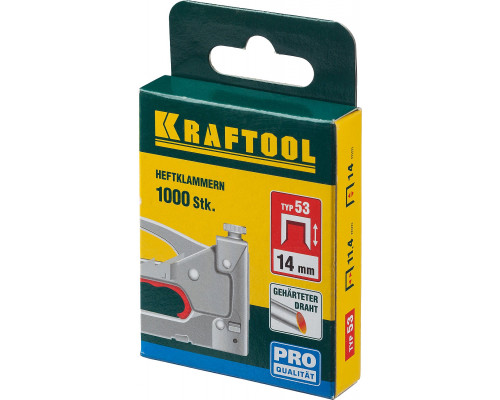 KRAFTOOL 14 мм скобы для степлера узкие тип 53, 1000 шт