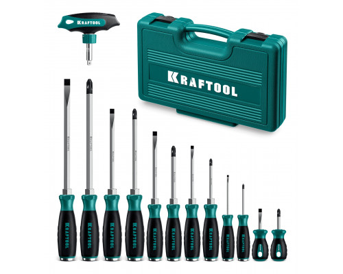 KRAFTOOL IMPACT 13 шт, сквозной стержень Cr-Mo, набор ударных отверток (25035)