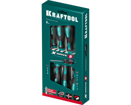 KRAFTOOL Х-Drive-8 набор отверток 8 шт