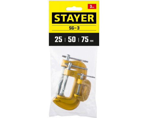 SG-3 набор струбцин тип G 25-50-75 мм, STAYER