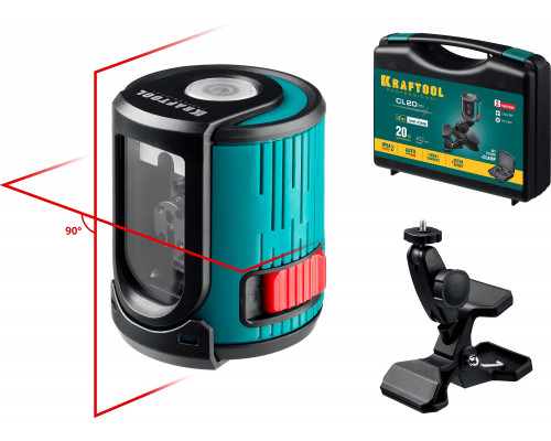 KRAFTOOL CL 20 #5 нивелир лазерный, 20 м, IP54,, точн. +/-0,2 мм/м, держатель, в кейcе