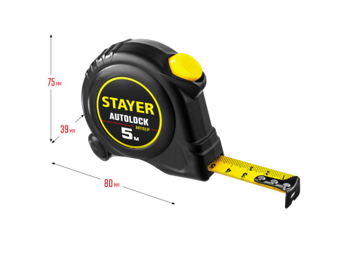 STAYER АutoLock 5м / 19мм рулетка с автостопом