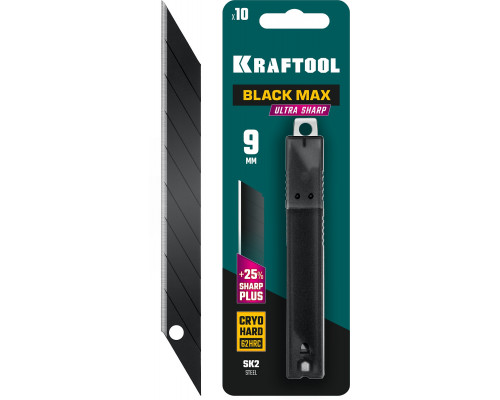 KRAFTOOL BLACK MAX 9 мм лезвия сегментированные, 9 сегментов, 10 шт