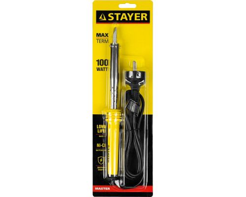 Электропаяльник STAYER 100 Вт, клин, с пластиковой рукояткой, MAXTerm