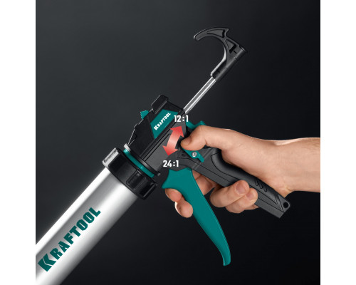 KRAFTOOL ULTRA 600 мл, регулировка силы давления, вариативная антикапельная система, универсальный закрытый пистолет для герметика (06677-60)