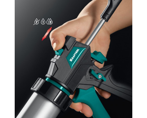 KRAFTOOL ULTRA 600 мл, регулировка силы давления, вариативная антикапельная система, универсальный закрытый пистолет для герметика (06677-60)