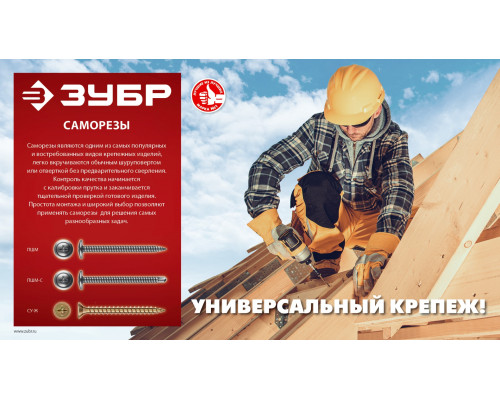 ЗУБР ПШМ-С 32 х 4.2 мм, саморез с пресс-шайбой и сверлом, цинк, 17.4 кг (6000 шт.) (4-300210-42-032)