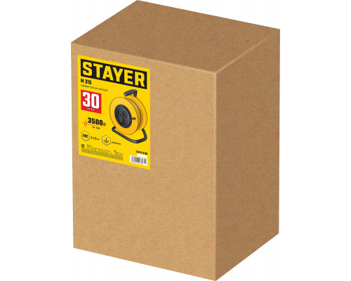 STAYER M-315, ПВС, 3 x 1.5 мм2, 30 м, 3500 Вт, силовой удлинитель на катушке (55078-30)