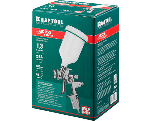 Краскопульт пневматический KRAFTOOL ″PRO″ Jeta 4000 HVLP c верхним бачком, 1.3мм