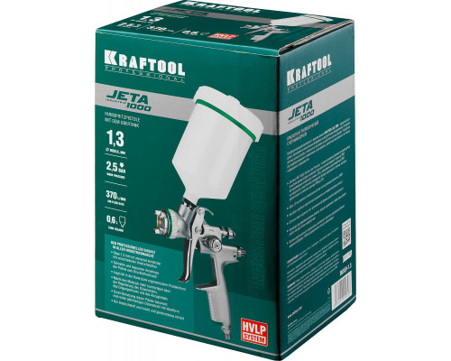 Краскопульт пневматический KRAFTOOL ″PRO″ Jeta 1000 HVLP c верхним бачком, 1.3мм