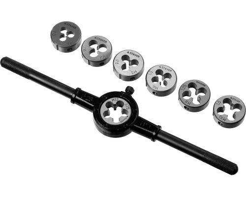 STAYER MaxCut 8 предметов, набор плашек, инструментальная сталь