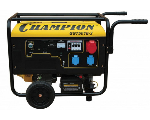 CHAMPION Генератор   GG7501E-3 (380В 7,5/8,1КВа 25л 87кг 2,5л/ч 220/12V эл.старт колеса) GG7501E-3 Г