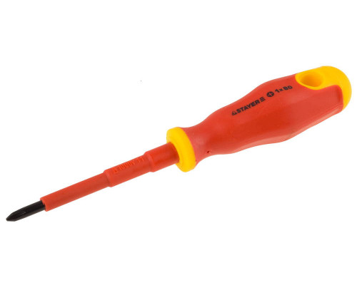 Отвертка STAYER ″PROFI″ ″ELECTRO″ диэлектрическая до 1000В, двухкомп рукоятка, PH № 1 х 80мм