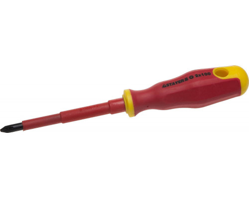 Отвертка STAYER ″PROFI″ ″ELECTRO″ диэлектрическая до 1000В, двухкомп рукоятка, PH № 2 х 100мм