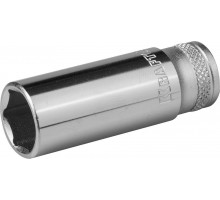 Торцовая головка KRAFTOOL ″INDUSTRIE QUALITAT″, удлиненная, Cr-V, FLANK, хромосатинированная, 1/4″, 13 мм