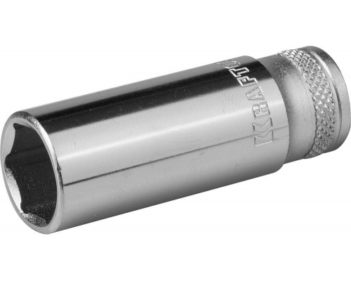 Торцовая головка KRAFTOOL ″INDUSTRIE QUALITAT″, удлиненная, Cr-V, FLANK, хромосатинированная, 1/4″, 13 мм