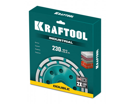 KRAFTOOL Double d 230 мм, двухрядная алмазная чашка, INDUSTRIAL (33369-230)