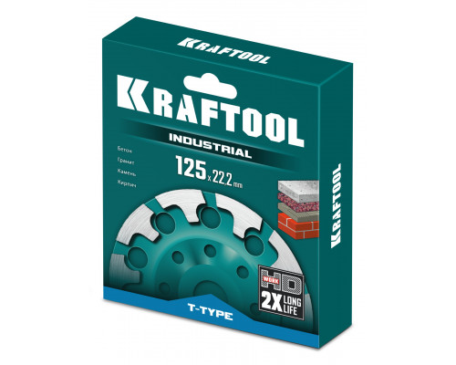 KRAFTOOL T-Type d 125 мм, сегментная алмазная чашка, INDUSTRIAL (33446-125)