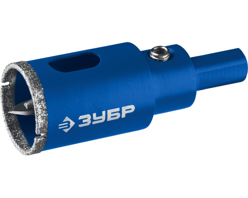 Коронка алмазная с центрирующим сверлом для дрели d 20 мм по керамике и стеклу, Р60, трехгр хвостовик, ЗУБР Профессионал