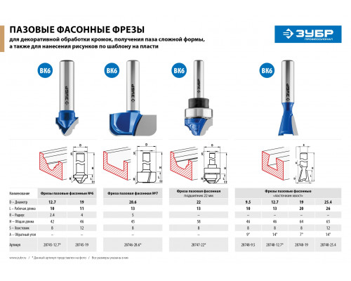 ЗУБР 12.7x13мм, угол 12°, фреза пазовая фасонная ″Ласточкин Хвост″