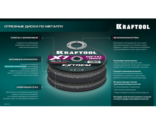 KRAFTOOL X7-EXTREM 230x2.0 мм по металлу отрезной диск для УШМ (36257-230-2.0)