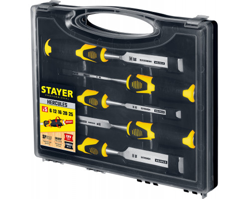 STAYER HERCULES набор стамесок-долот с двухкомпонентной рукояткой, 5шт