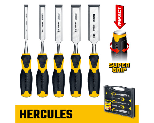 STAYER HERCULES набор стамесок-долот с двухкомпонентной рукояткой, 5шт