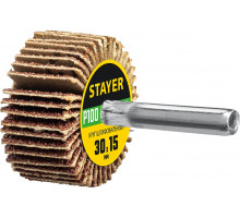Круг шлифовальный STAYER лепестковый, на шпильке, P100, 30х15 мм