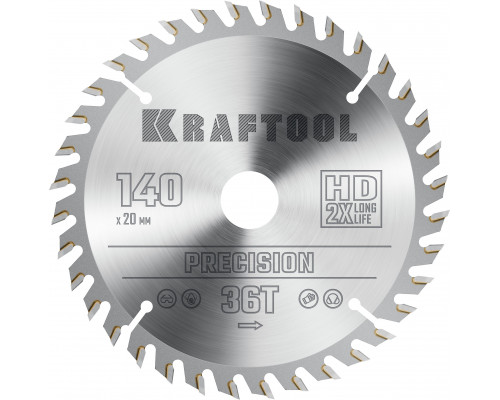 KRAFTOOL Precision, 140 х 20 мм, 36Т, пильный диск по дереву (36952-140-20)