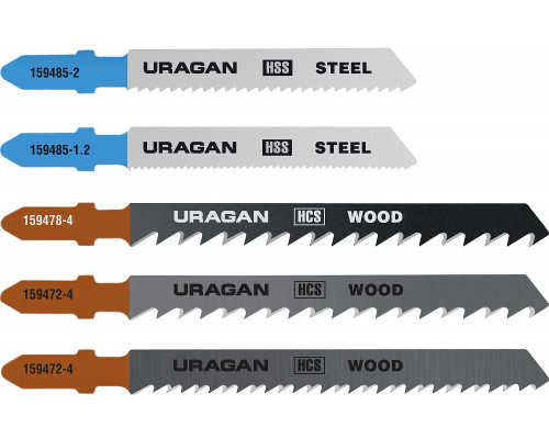 Набор полотен URAGAN, T101B,T144D,T101D,T118A,Т118B, по дереву и металлу, 5 предметов