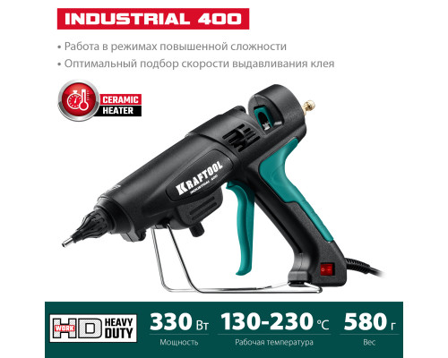 KRAFTOOL Industrial 400 пистолет термоклеевой электрический, d 11-12 мм 50 г/мин