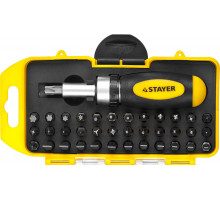 STAYER Compact-38 набор: реверсивная отверка с насадками 38 шт