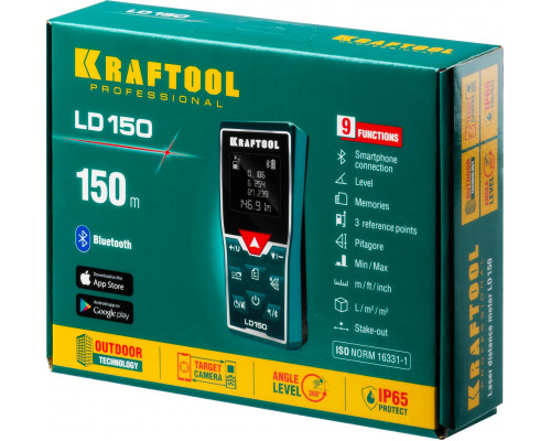 KRAFTOOL LD-150, 5 см - 150 м, лазерный дальномер (34767)