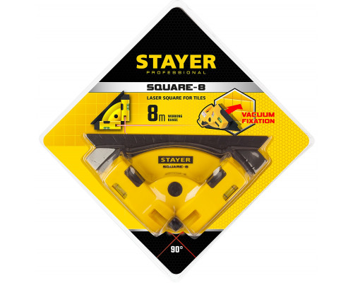 STAYER SQUARE-8 угольник лазерный для кафеля, 8 м, точн. +/-0,4 мм/м,