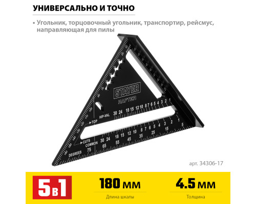 Универсальный кровельный угольник STAYER, 170 мм, 5-в-1, Rafter