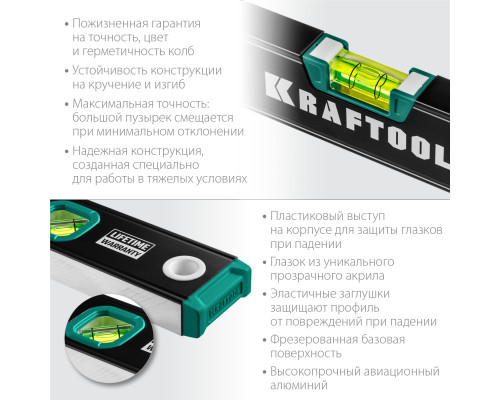 Kraftool 400 мм, уровень с зеркальным глазком