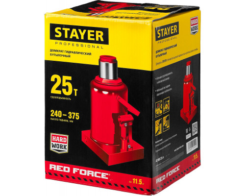 STAYER RED FORCE 25т 240-375мм домкрат бутылочный гидравлический