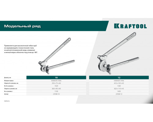 KRAFTOOL Кованый рычажный трубогиб для нержавеющей стали (23508-12)