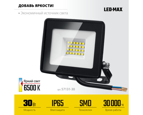 STAYER LED-MAX, 30 Вт, 6500K, IP 65, светодиодный прожектор (57131-30)