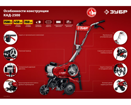 Электрический культиватор ЗУБР, 2500 Вт