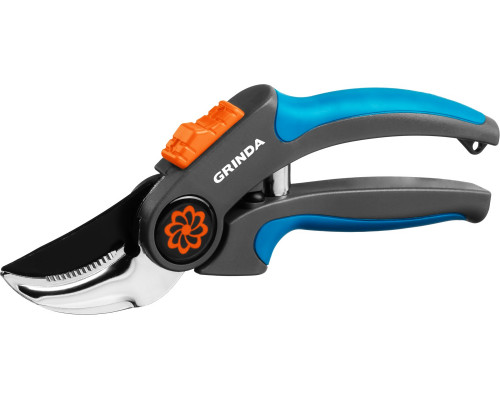 Плоскостной секатор GRINDA PROLine P-55 205 мм с двухкомпонентными рукоятками