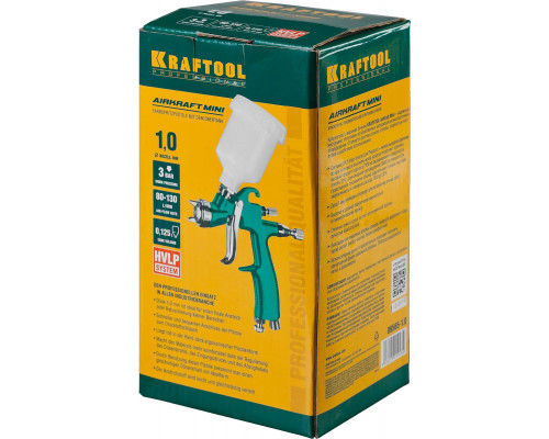 Краскопульт пневматический KRAFTOOL AirKraft Mini, HVLP, c верхним бачком, 1,0мм