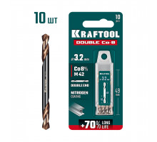 KRAFTOOL DOUBLE Сo-8 3.2х49мм, Сверло двухстороннее по металлу, сталь M42(+8%Co), класс А (29654-3.2-10)