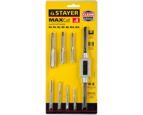 STAYER MaxCut 8 предметов, набор метчиков, инструментальная сталь