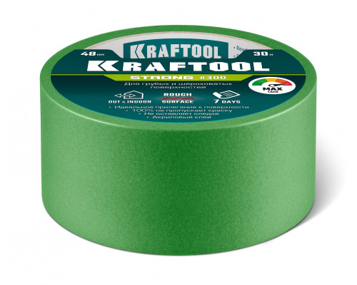KRAFTOOL #300 Strong 48 мм х 30 м, для грубых и шероховатых поверхностей, малярная лента (12103-48)